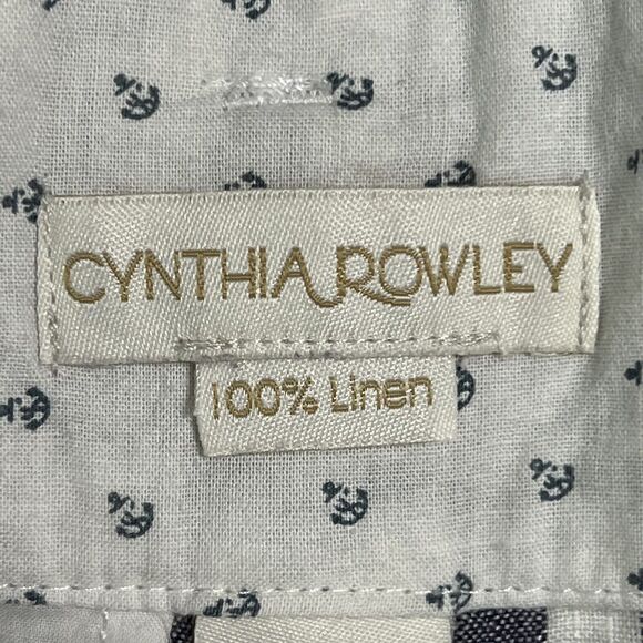 Cynthia Rowley 100% Linen Chambray Shorts Women's 6 Multi Pleated Belted Chino - Picture 6 of 17